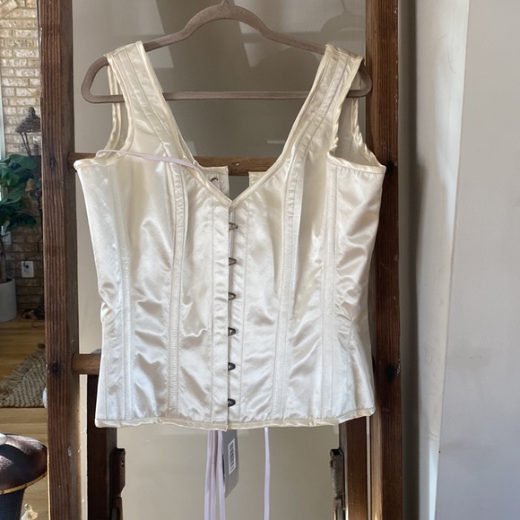 VINTAGE GOTH COLLECTION SATIN LACE UP BONING CORSET 36 PUNK STEAMPUNK  36 NEW - Picture 6 of 11